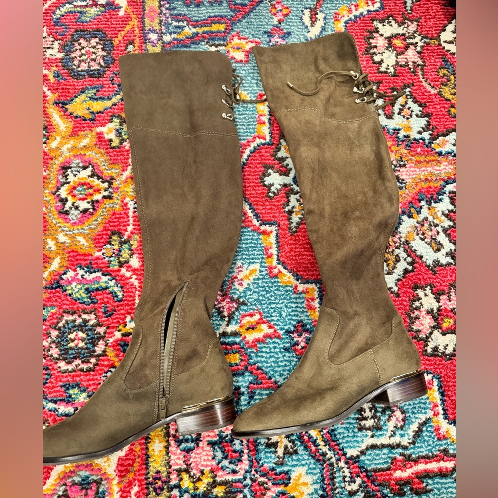Ivanka Trump Over the knee dark green suede boot size 7.5